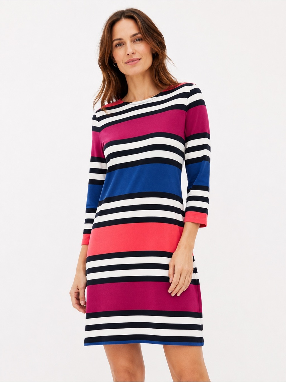 French Connection Striped Jersey 3/4 Sleeve Mini Dress Size 10
